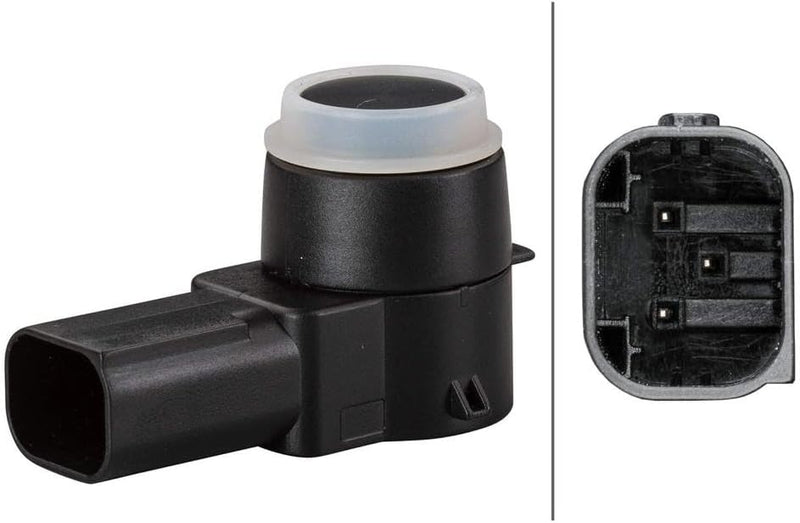 HELLA 6PX 358 141-051 Sensor, Einparkhilfe - gewinkelt - 3-polig - gesteckt - lackierbar - mit Befes