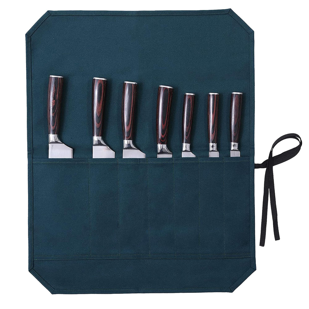 Kaaltisy Gewachstes Canvas-Messer-Rolltasche, Rolltasche Kochmesser, Messerrolle, Messertasche, Dunk