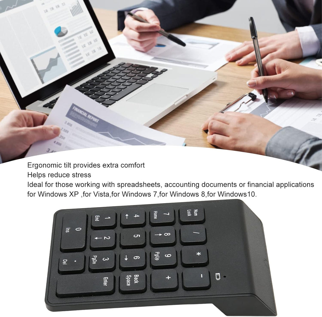 Bewinner Kabelloser 2,4 G Ziffernblock für Laptop, 18 Tasten, Externer Ziffernblock, Treiberfrei, Sc