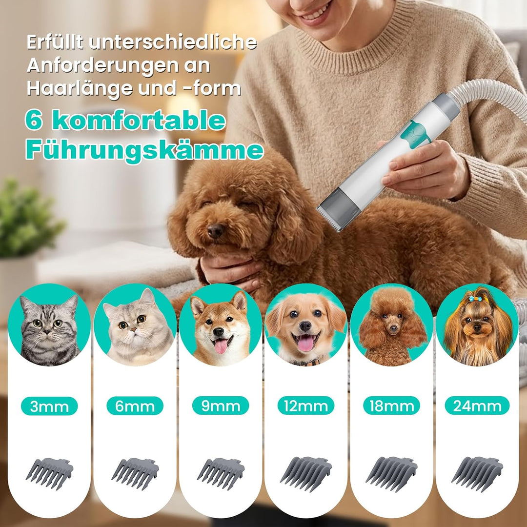 Hundeschermaschine mit Staubsauger, 13000 Pa Super Saugkraft & 99,99% Tierhaar-Aufnahme, Leise Haust