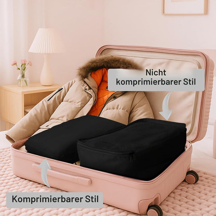 Grosse Koffer Organizer 40×20×25, 2 Stück Packwürfel Kompression &amp; 4 Stück Mesh Packing Cubes, Koffe