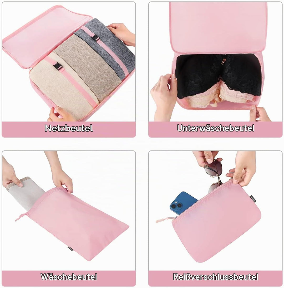 BAGAIL 10er-Set Packwürfel in verschiedenen Grössen Packorganizer für Reisezubehör Handgepäckkoffer