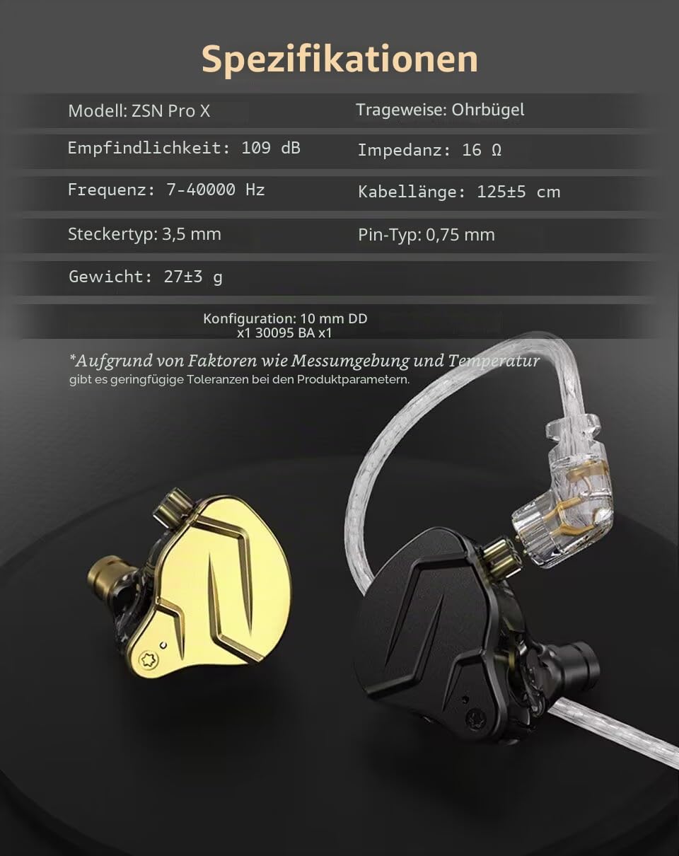 CCA KZ ZSN Pro X In Ear Kopfhörer 1BA 1DD Stereo Earbuds Kopfhörer HiFi Sport Gaming 3.5 mm Wagenheb