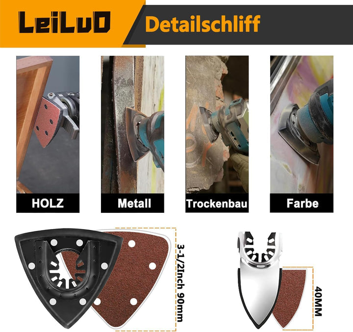 LEILUO 134 Stück Multitool Sägeblatt Set Oszillierende Sägeblätter Sandpapier und Schneide Zubehör m