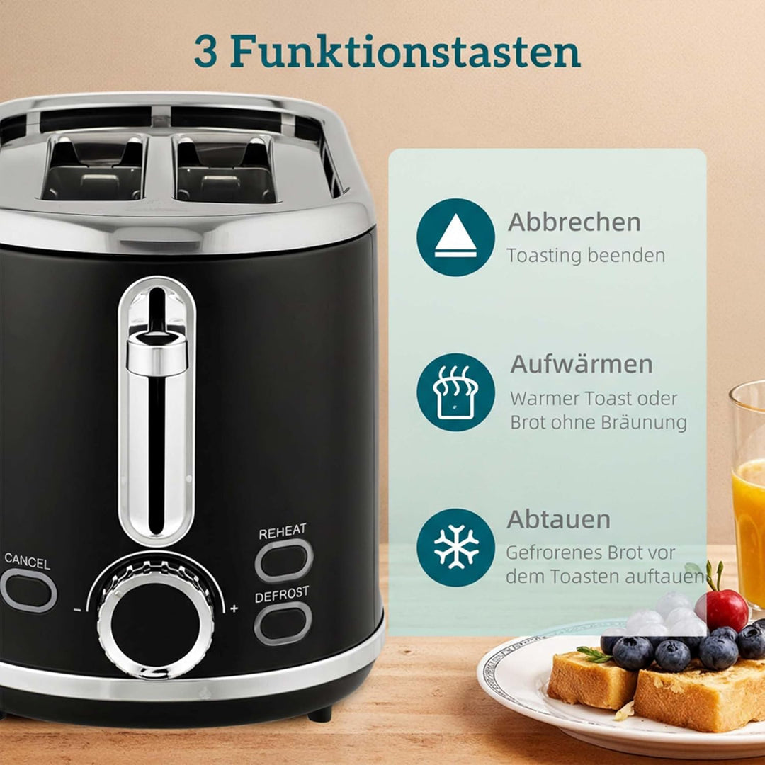 HOMCOM Wasserkocher Toaster Set 1,7L 2200W Edelstahl Wasserkocher mit 40°-100°C Warmhaltefunktion Me