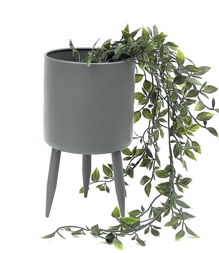 DanDiBo Blumentopf mit Füssen Pflanztopf Blumenkübel mit Beinen Metall Grau 27 cm 96260 L Modern Pfl
