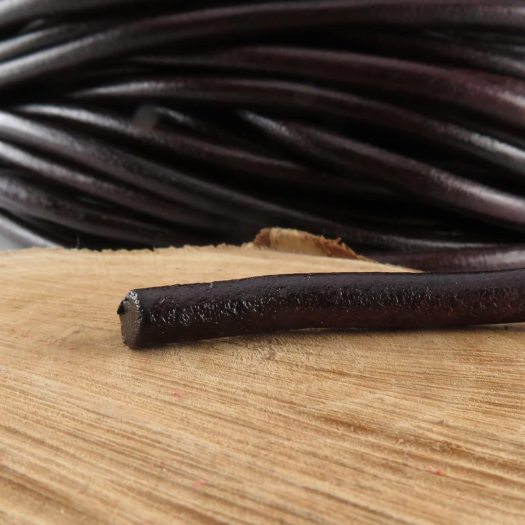 Lederschnur Rund 6 mm. (5 Meter, Braun) 5 Meter Braun, 5 Meter Braun