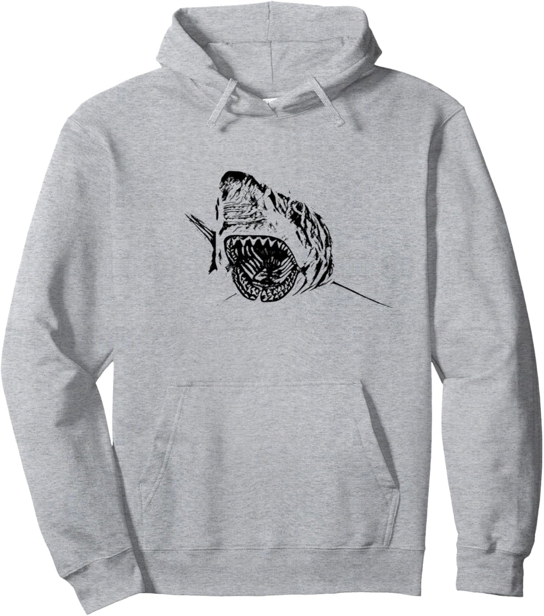 Weisser Hai Motiv Haie Raubfisch Rückenflosse Zähne Hai Pullover Hoodie