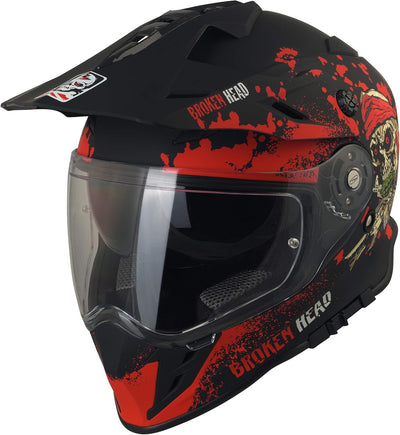 Broken Head Jack S. VX2 rot - Motocross-Helm mit Visier und Sonnenblende - Enduro Cross-Helm S (55-5