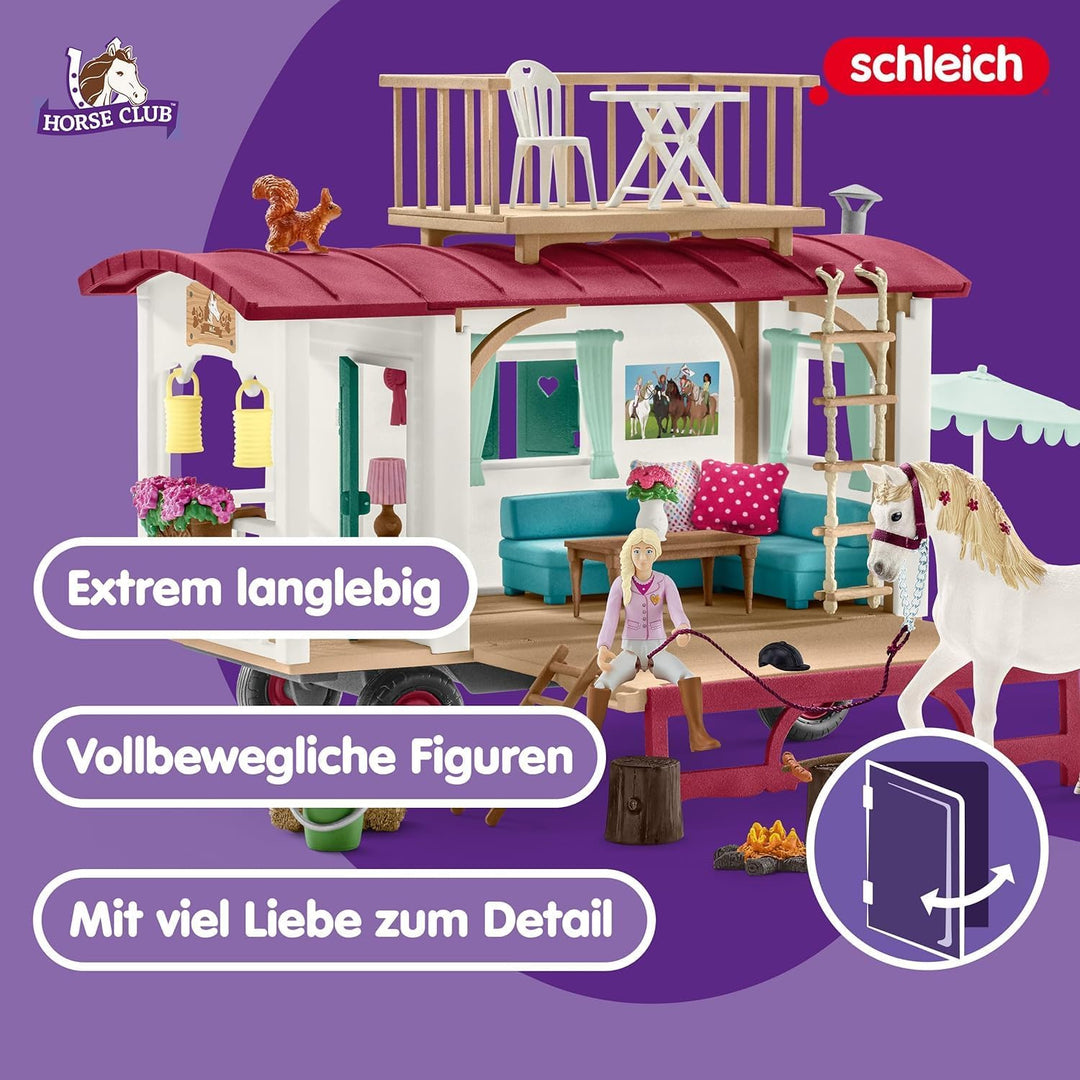 schleich 42593 Wohnwagen für geheime Club-Treffen, für Kinder ab 5-12 Jahren, HORSE CLUB - Spielset