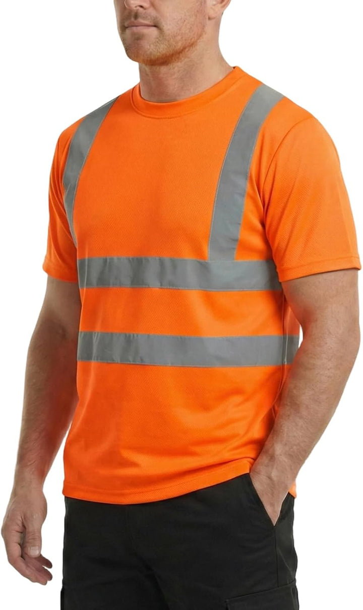 HYCOPROT Warnschutz T-Shirt Warnweste Reflektierend Warnweste Atmungsaktiv Leicht Kurzarmshirt Kurza