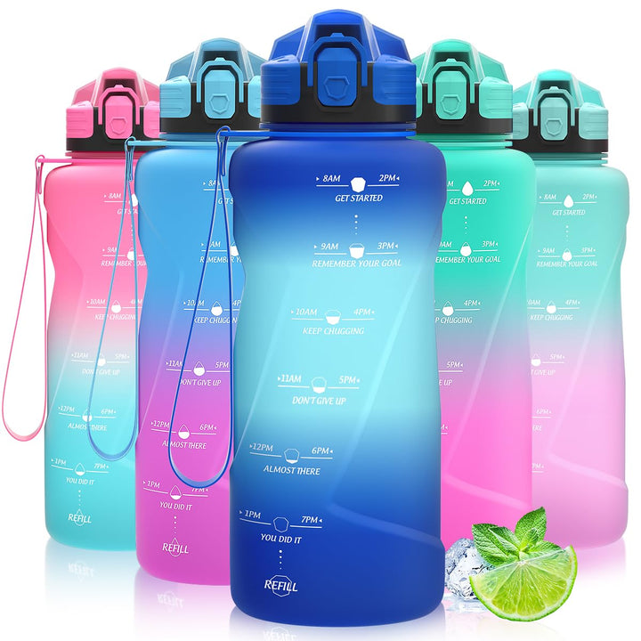 Coolfel Sport Trinkflasche 2l, 1,5l, 1l, 700ml, 500ml Trinkflasche Kinder Auslaufsicher, Motivierend