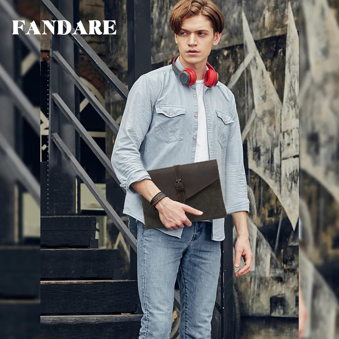 FANDARE Retro Handgelenk Segeltuch Unterarmtasche Umhängetasche Herren Aktentasche Brieftasche Handg