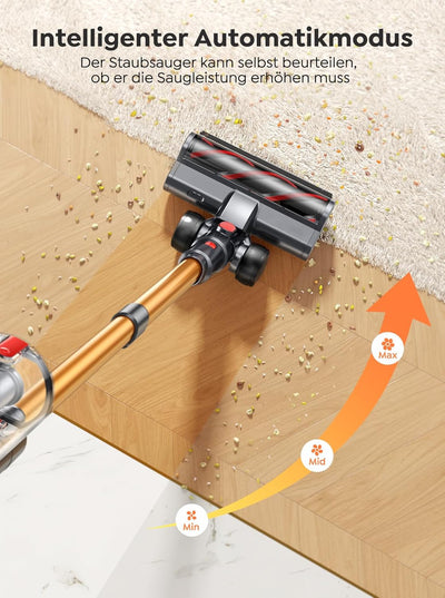 Akku Staubsauger Freistehend, 40KPA Staubsauger Kabellos mit Automatikmodus & Smart Touchscreen, Lei