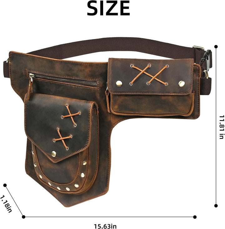 Herren Canvas + Leder Motorrad Reiten Tasche Beinbeutel Beintasche Aussenbeintasche Hüfttasche Drop