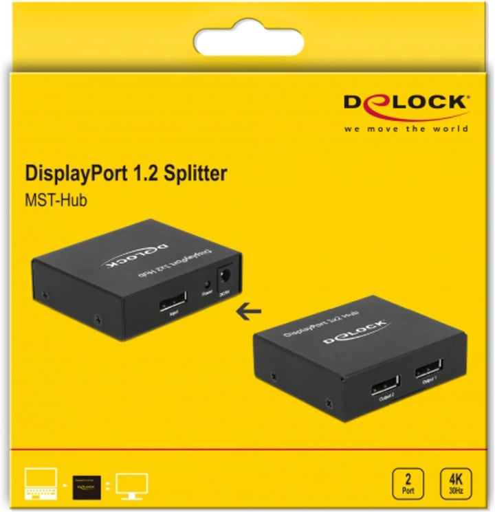 DeLock 87691, ﻿DisplayPort 1.2 Splitter 1 x DisplayPort in > 2 x DisplayPort Out 4K (Chipsatz: STDP4