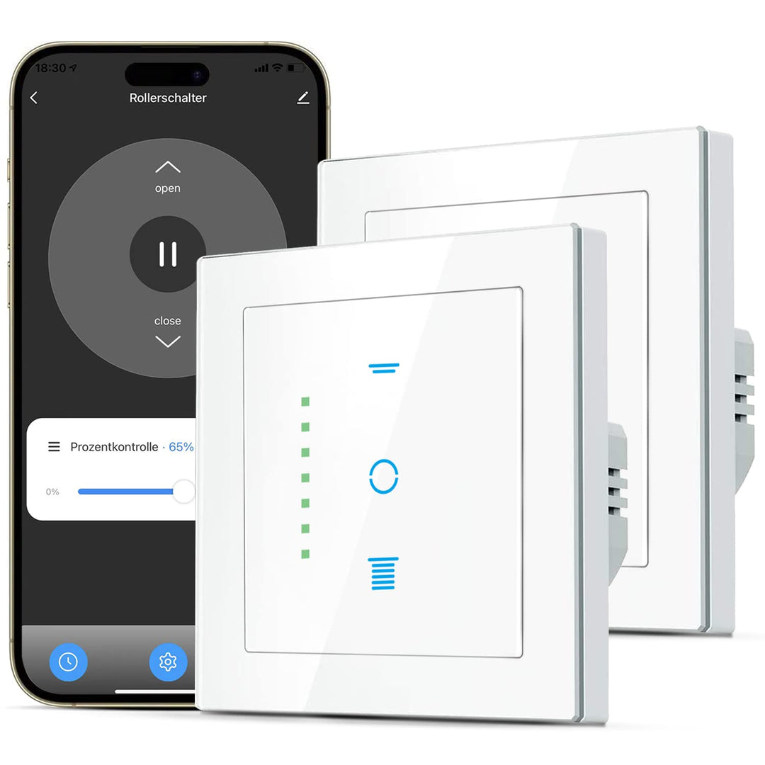 CURRYSMARTER WLAN Rollladenschalter, [6 Gen] Jalousien Schalter mit steuerbarer LED, Smart Rolladen