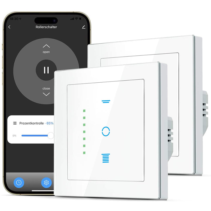 CURRYSMARTER WLAN Rollladenschalter, [6 Gen] Jalousien Schalter mit steuerbarer LED, Smart Rolladen