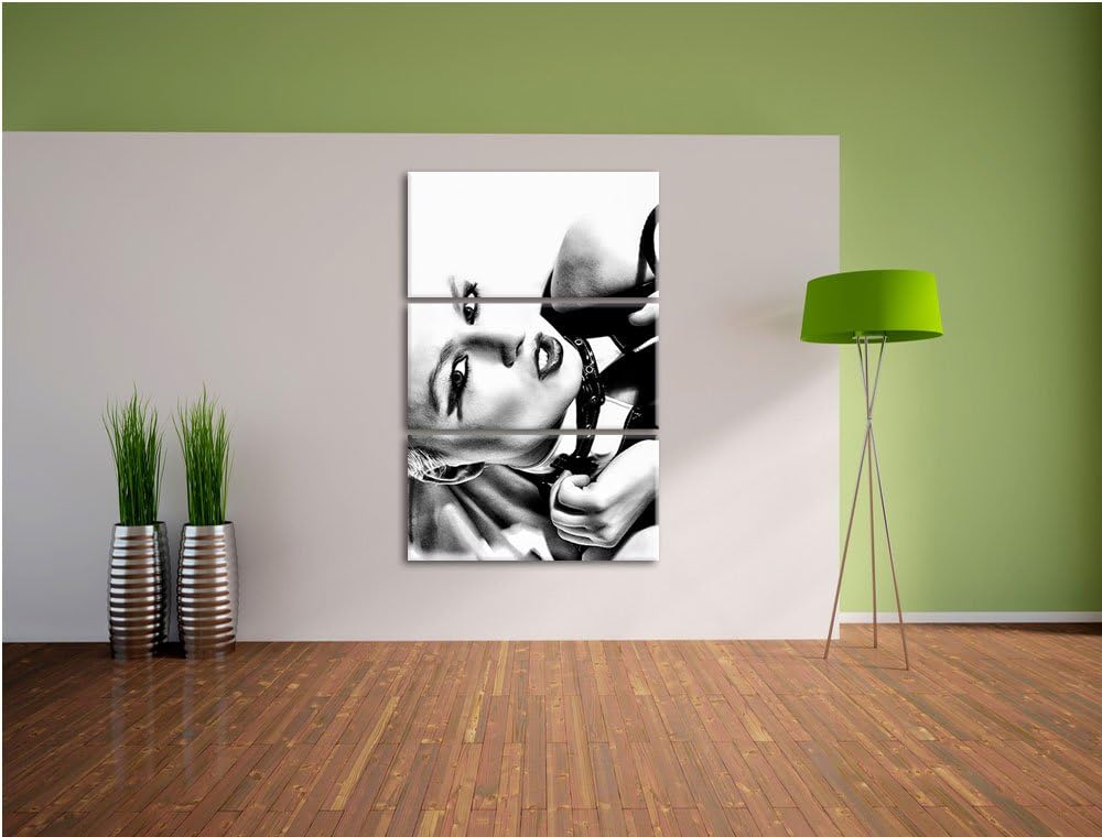 Pixxprint Sexy Woman mit Rose als Leinwandbild/Grösse: 3 Teilig (120x80 cm) cm/Wandbild/Kunstdruck/f