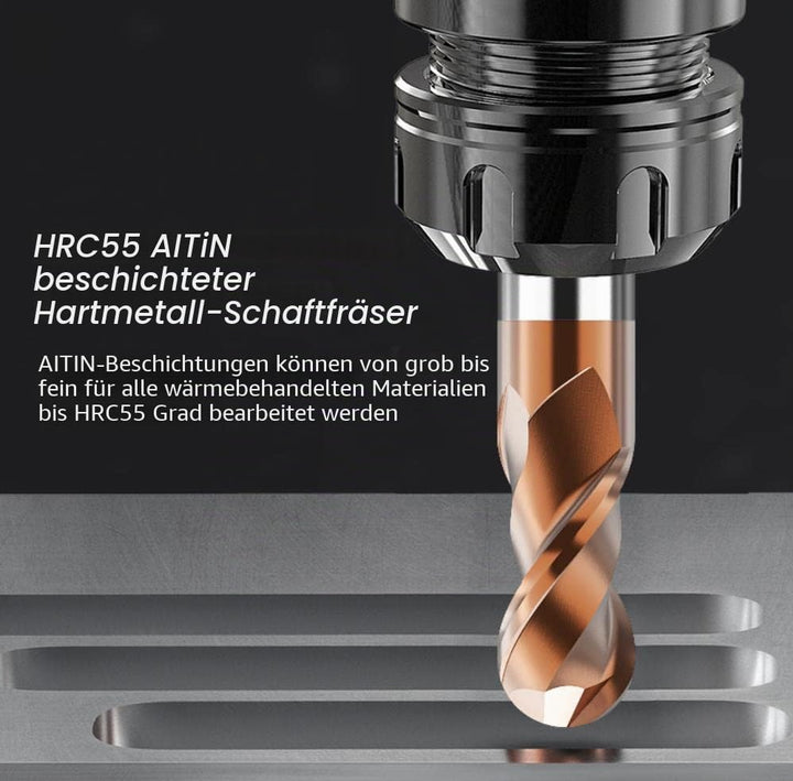 ASNOMY 2 Stück VHM Radiusfräser Kugelkopffräser - Ø 6mm, AlTiN Beschichtung HRC 55, Hartmetall-Kugel