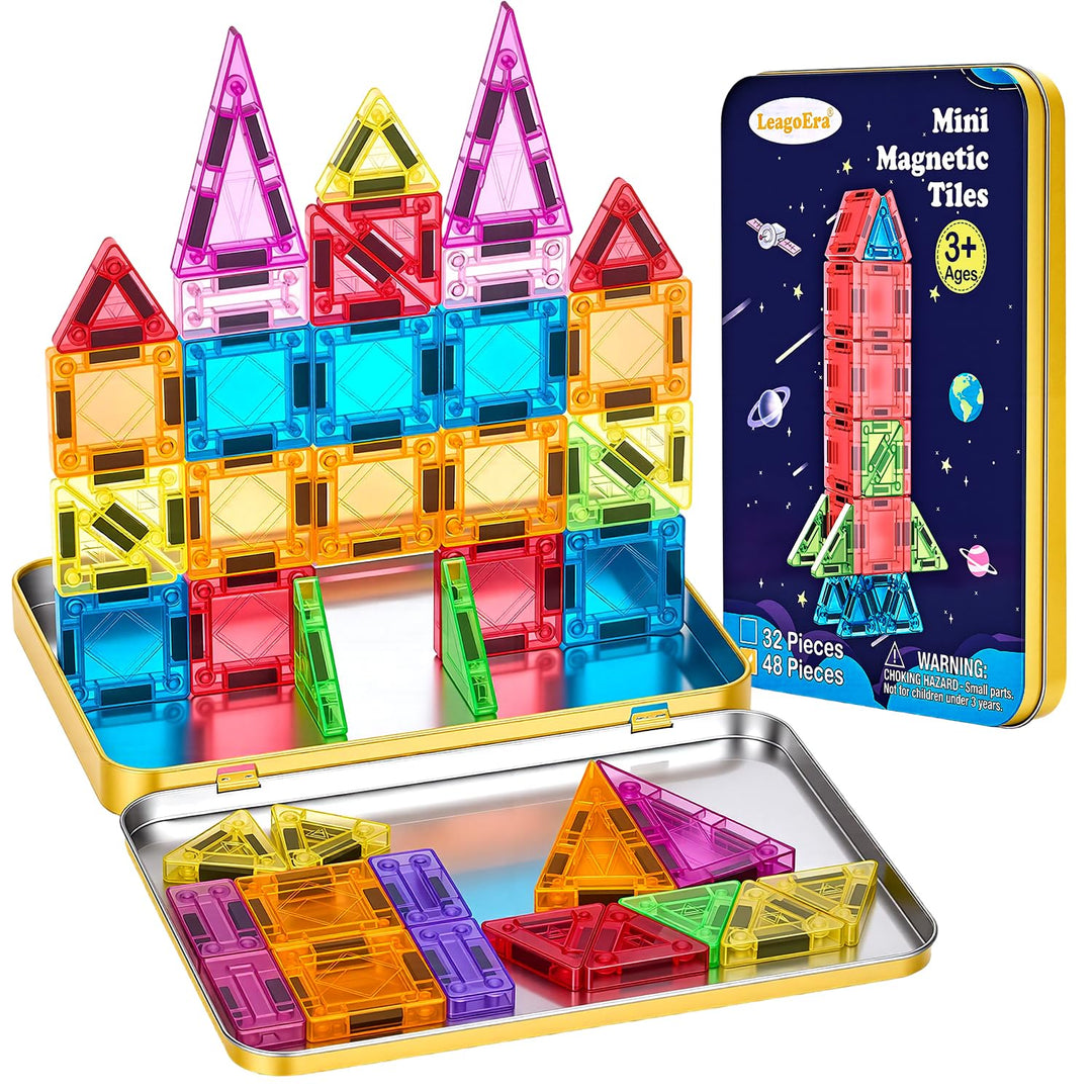 Mini Magnetische Bausteine Reiseset Spielzeug ab 3 4 5 6 7 Jahre: Tragbares 48 Teile Magnetische Til