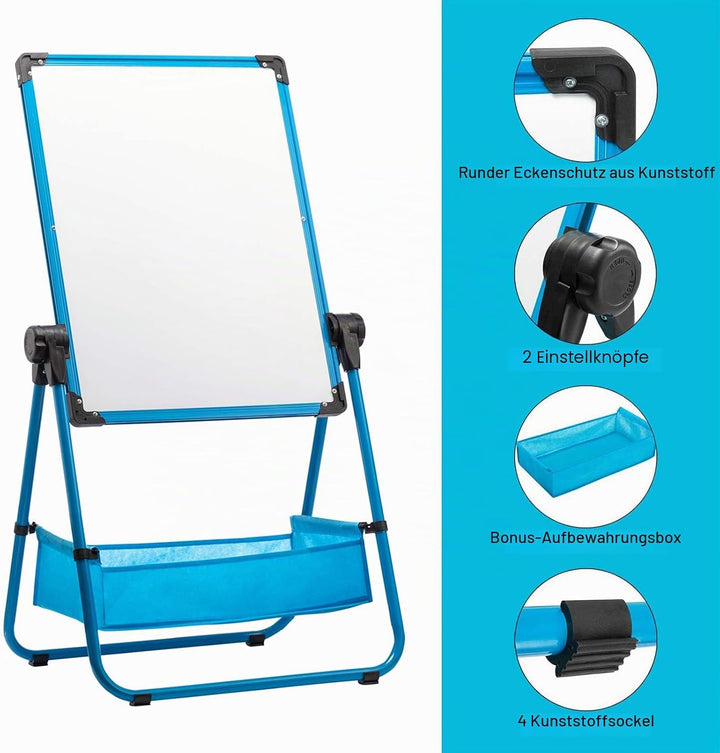 DOEWORKS Kinder Whiteboard Doppelseitiges Staffelei Kinder Whiteboard & Kreidetafel, Magnetische Whi