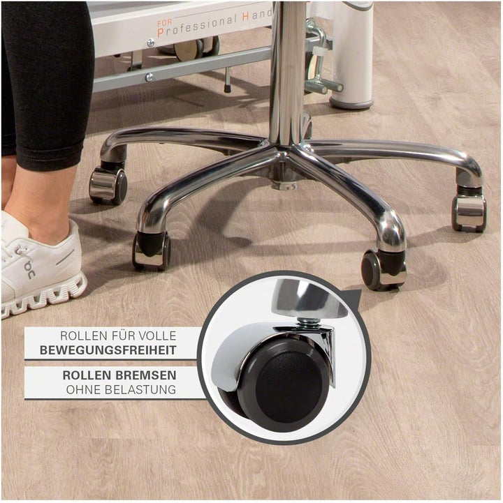 Sport-Tec Therapiehocker Exklusiv mit Polster und Rollen, Praxishocker, Rollhocker Beige, Beige