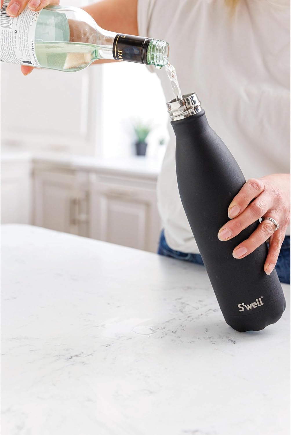 S'well Edelstahl-Wasserflasche, 758 ml, Onyx, dreilagig, vakuumisoliert, hält Getränke 48 Stunden ka