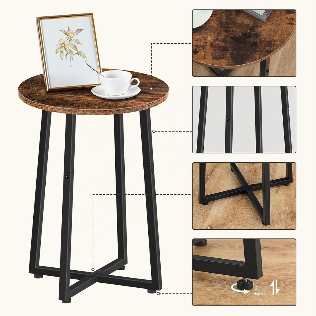 HOOBRO Beistelltisch, Couchtisch mit Stabilem X-Förmigem Metallrahmen, 40 cm Nachttisch Kleiner rund
