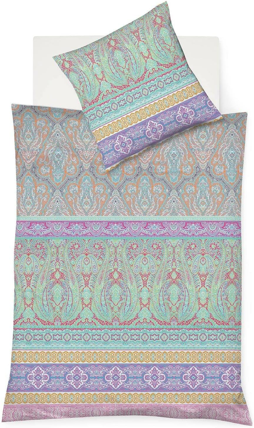 fleuresse Mako-Satin Bettwäsche Modern Classic Dilbeek Mint 1 Bettbezug 155 x 220 cm + 1 Kissenbezug