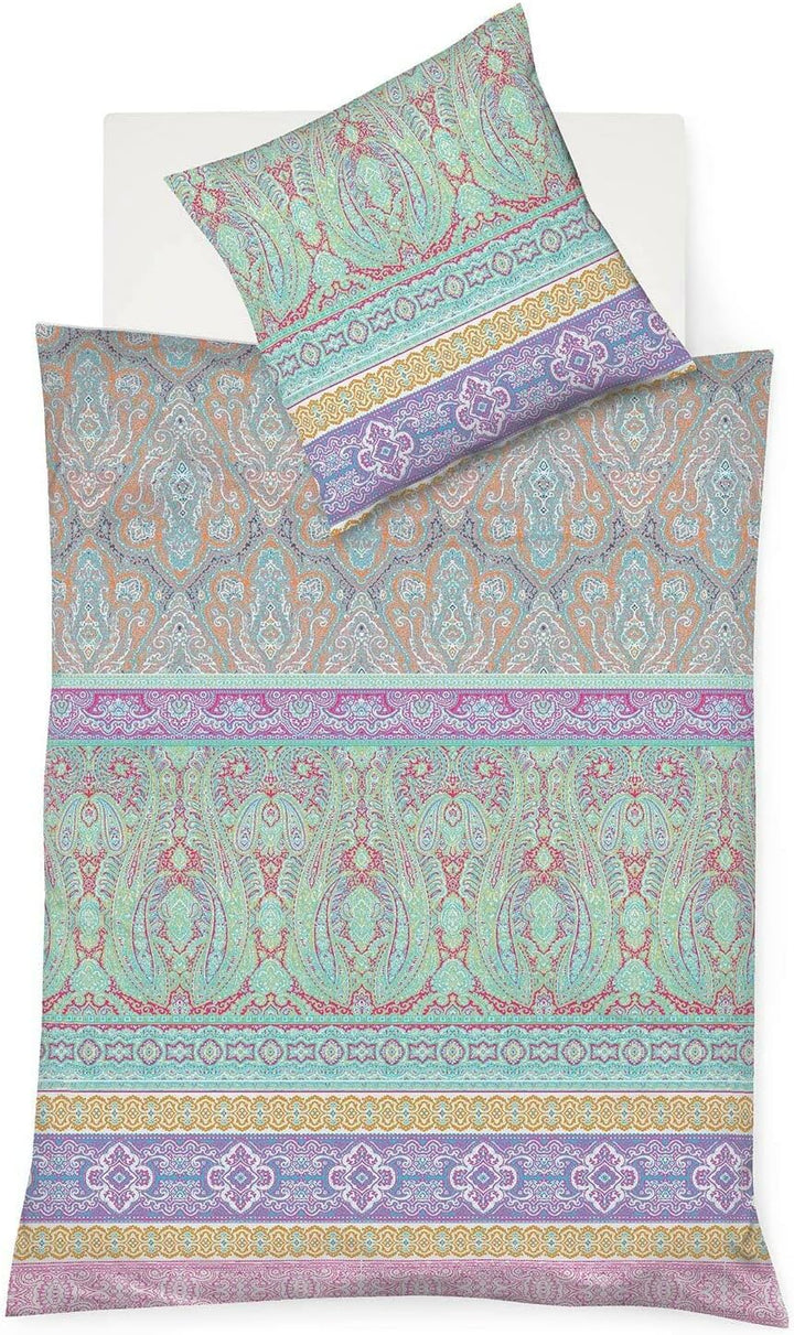 fleuresse Mako-Satin Bettwäsche Modern Classic Dilbeek Mint 1 Bettbezug 155 x 220 cm + 1 Kissenbezug