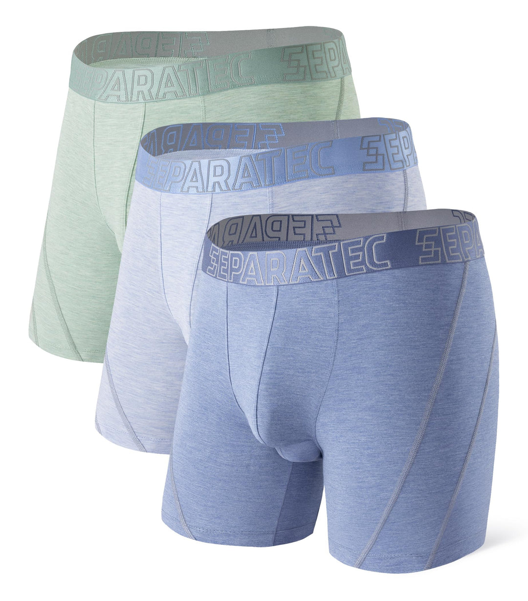 Separatec Herren Boxershorts Glattes Bambus Rayon mit getrennten Beuteln Unterwäsche 3er Pack Boxers
