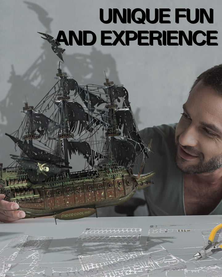 Piececool 3D Puzzle Metall, Fliegender Holländer Piratenschiff Modellbausatz Erwachsene, 3D-Puzzles