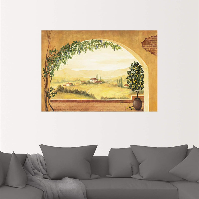 ARTland Wandbild selbstklebend Vinylfolie 100x70 cm Fensterblick Fenster Toskana Landschaft Italien