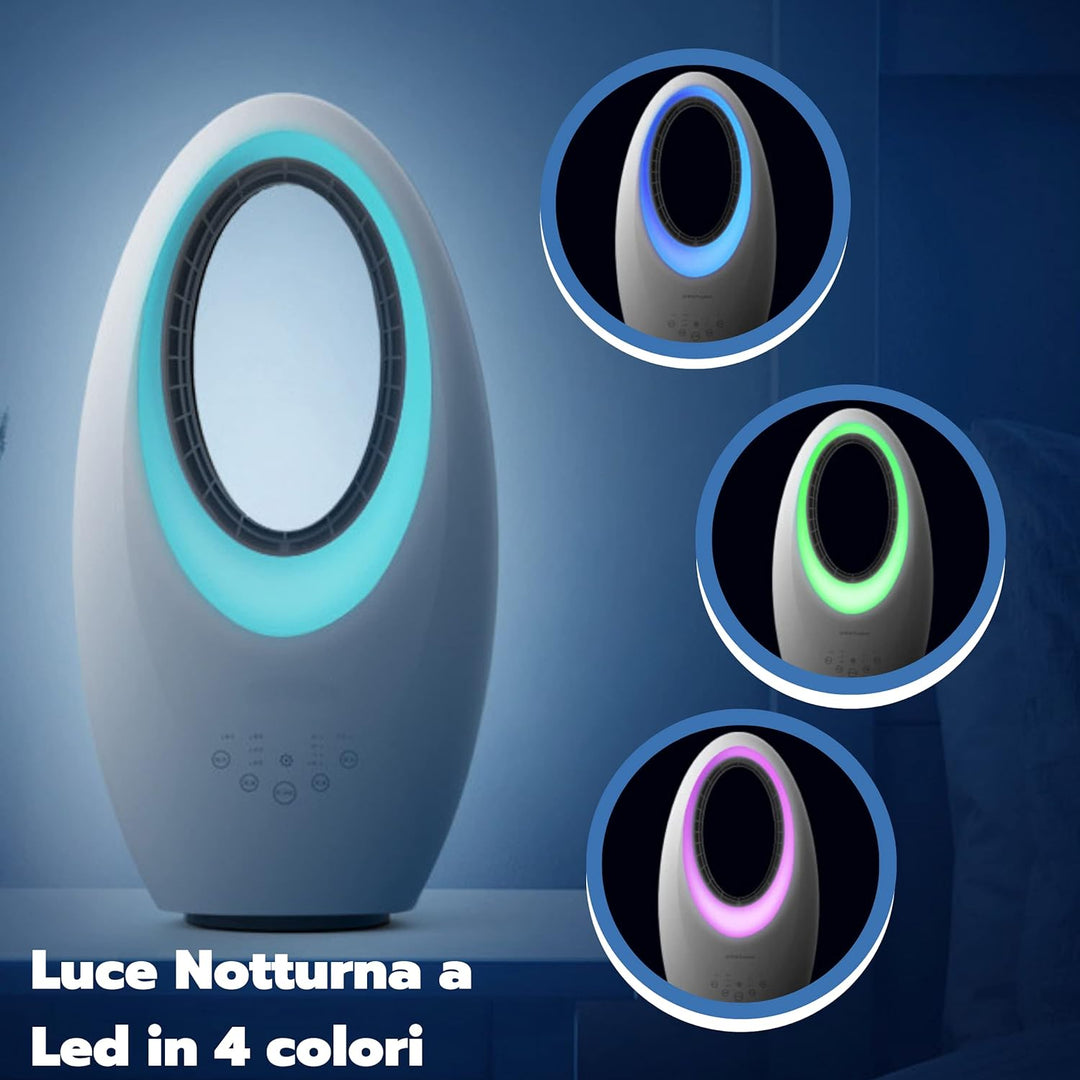 ARDES - Flügelloser Ventilator, leistungsstarker und leiser Ventilator mit Fernbedienung, LED-Nachtl