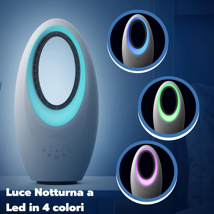ARDES - Flügelloser Ventilator, leistungsstarker und leiser Ventilator mit Fernbedienung, LED-Nachtl
