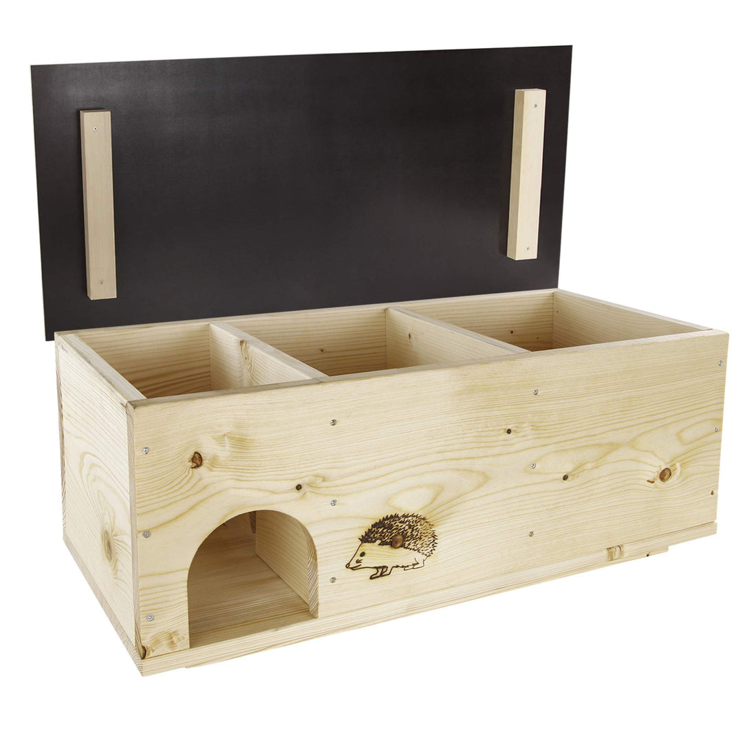 N/A XXXL Igelhaus Igelhotel Igelhütte Futterhaus für Igel Igelfutterhaus Natur aus Vollholz 78cm x 3