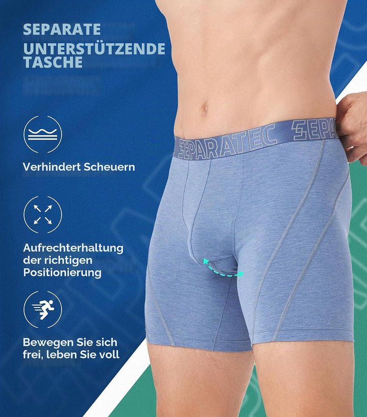 Separatec Herren Boxershorts Glattes Bambus Rayon mit getrennten Beuteln Unterwäsche 3er Pack Boxers