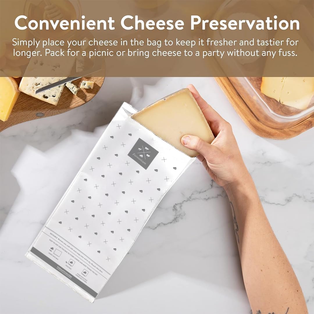 Formaticum Wiederverwendbare Käse-Aufbewahrungsbeutel, Grösse 12,7 x 27,9 cm, professionelle Käsebeu