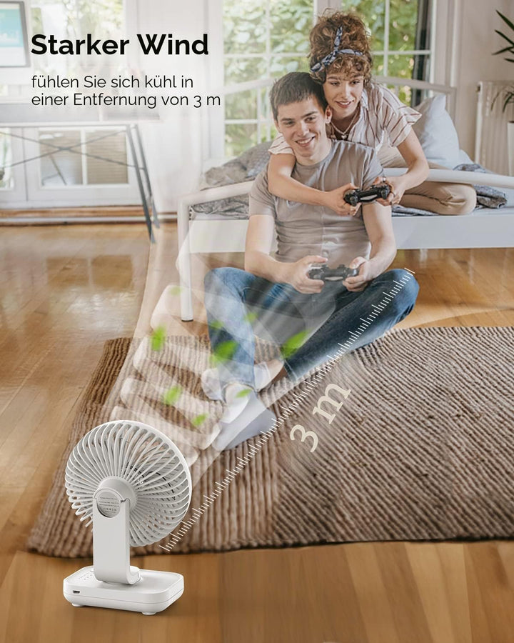 EasyAcc Tischventilator, 4000 Akku Batterie Klein USB Ventilator, Tragbarer Aufladbar Basis Ventilat