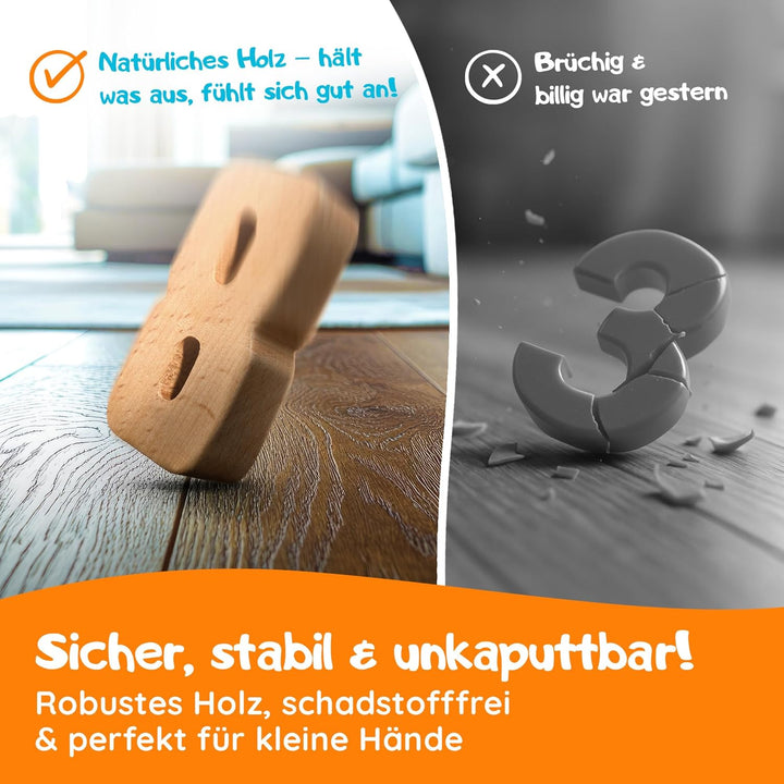 Filapen mathematisches Montessori Spielzeug I 62 Holz Bausteine aus Buche I Pädagogisches Lernspielz