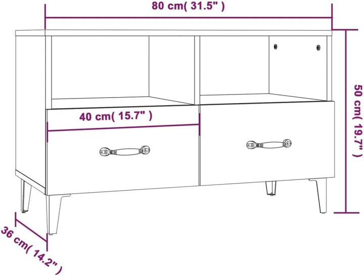 homiuse TV-Schrank TV Lowboard Schwarz 80x36x50 cm Holzwerkstoff TV Tisch TV Board Fernsehschrank Fe