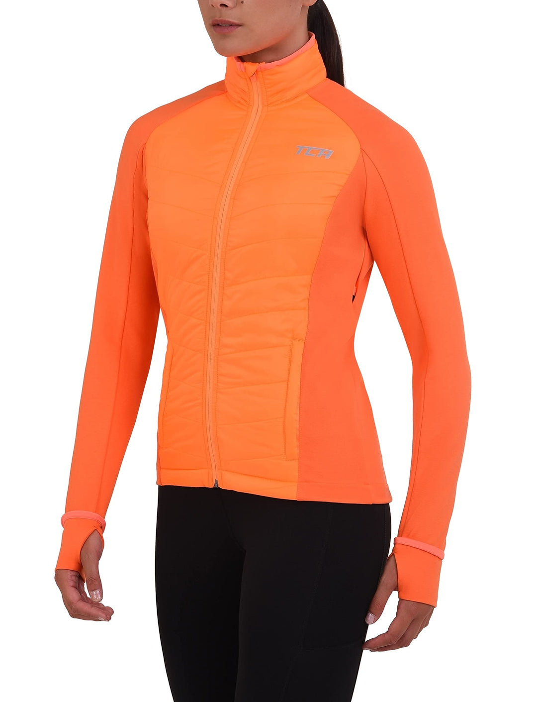 TCA Damen Excel Runner ganzjährige, leichte, wasserabweisende verstaubare Laufjacke XS Orange, XS Or