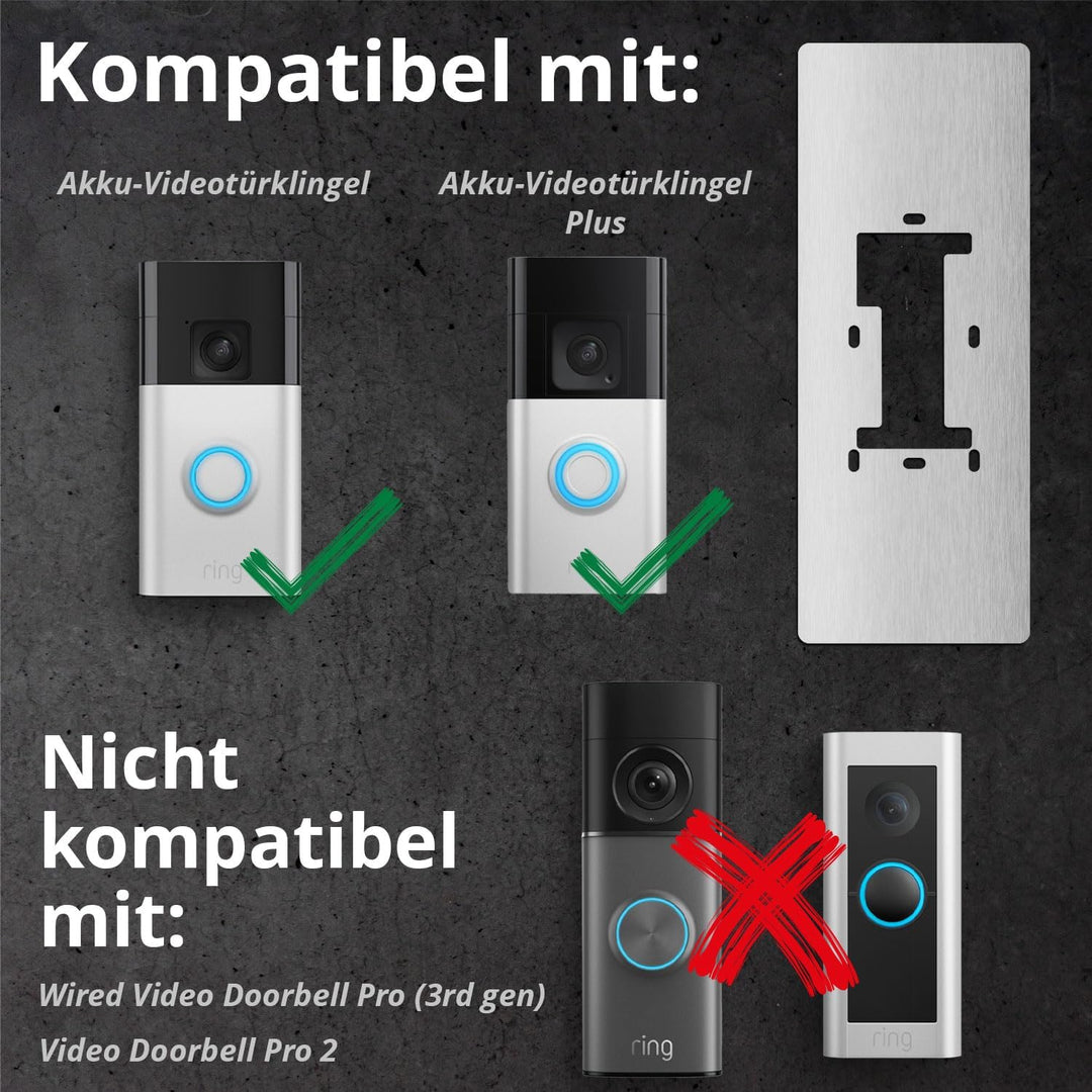iSecur Edelstahl Blende personalisiert Premium - Passend für Ring Akku-Videotürklingel 2, Gen 3 Plus