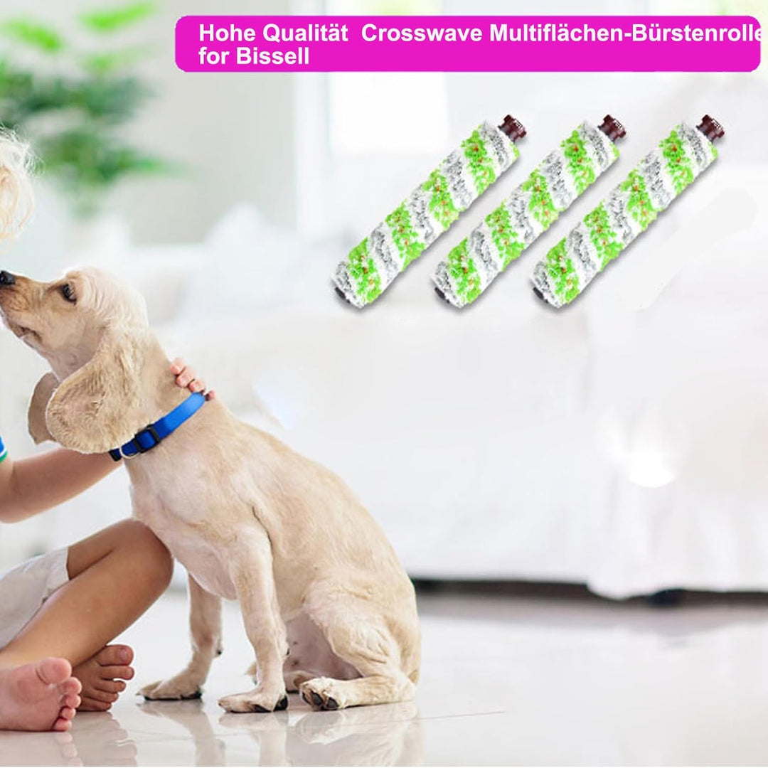 3-Pack Ersatz 2460 CrossWave Multiflächen-Bürstenrolle, Bürste Zubehör für Bissell CrossWave 17132,