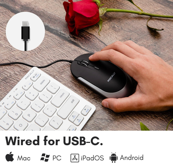 Macally USB-Typ-C-Maus – Schlankes & kompaktes Design – USB-C-Maus für MacBook Pro iMac PC usw. – Ei
