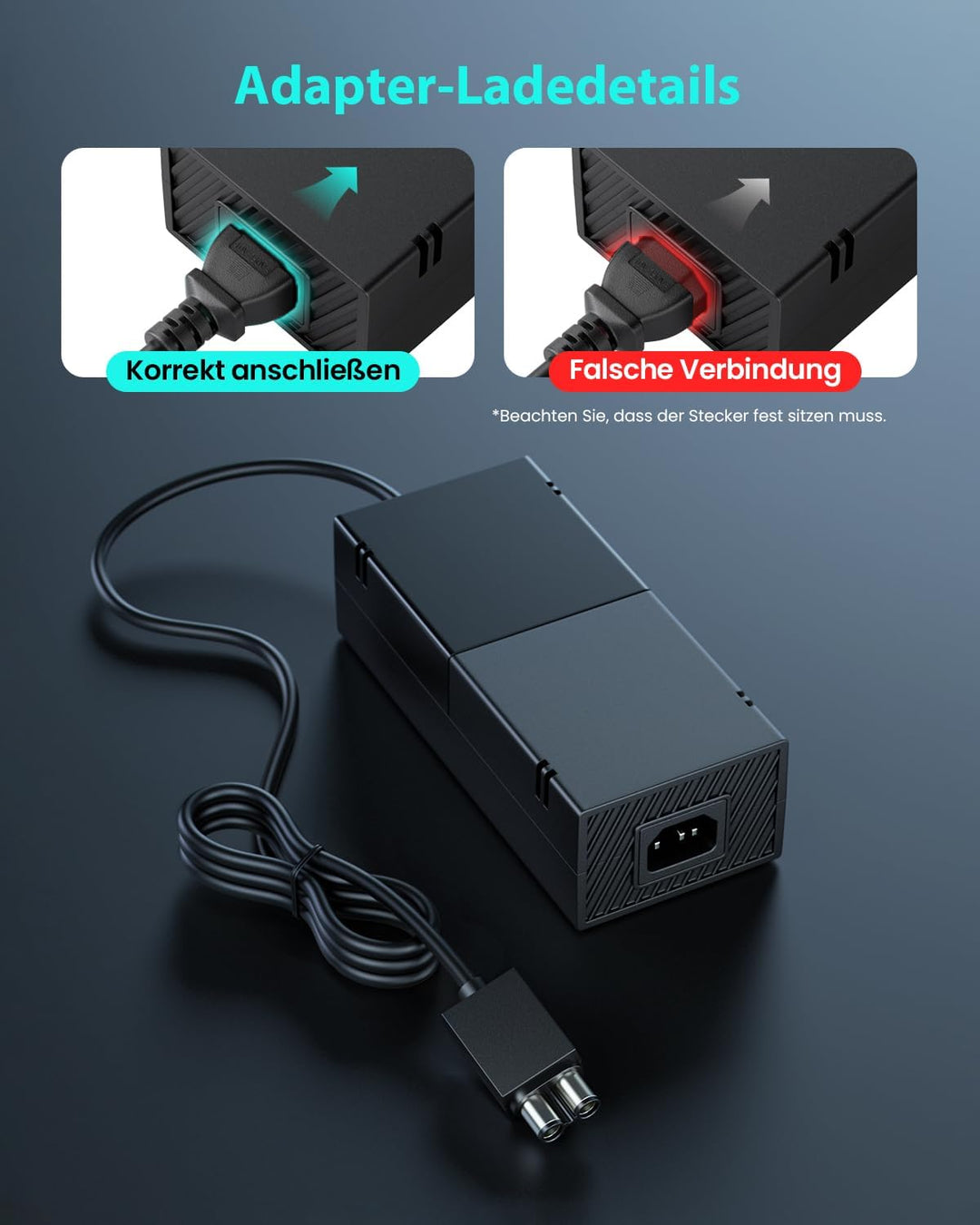 Xbox One Netzteil für Xbox One Konsolen Adapter Ladegerät mit EU Ladekable onsole Ersatz Kit Netztei