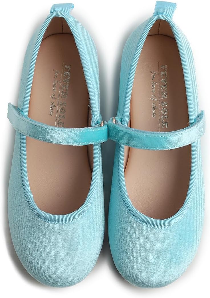 Feversole Girls Cute Belt Dress, Mädchen süsses Kleid Mary Jane Schuhe weiche Party Urlaub Ballerina