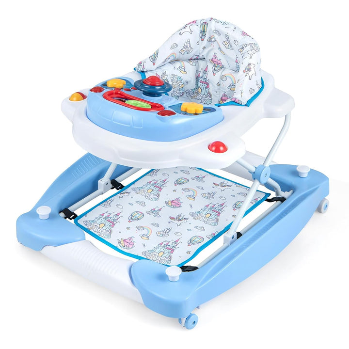 DREAMADE 6-in-1 Lauflernhilfe, Höhenverstellbar Baby Walker mit Musik & Abnehmbarem Sitz, Lauflernwa