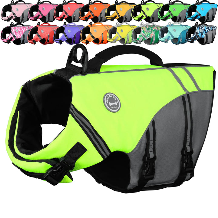 VIVAGLORY Sportstil Schwimmweste für Hunde mit Hervorragendem Auftrieb, Einstellbar & Langlebig Schw